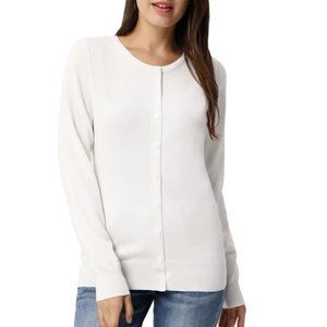 NEW Ivory White Sz Large Stretchy Lightweight Cardigan Sweater GRACE KARIN
